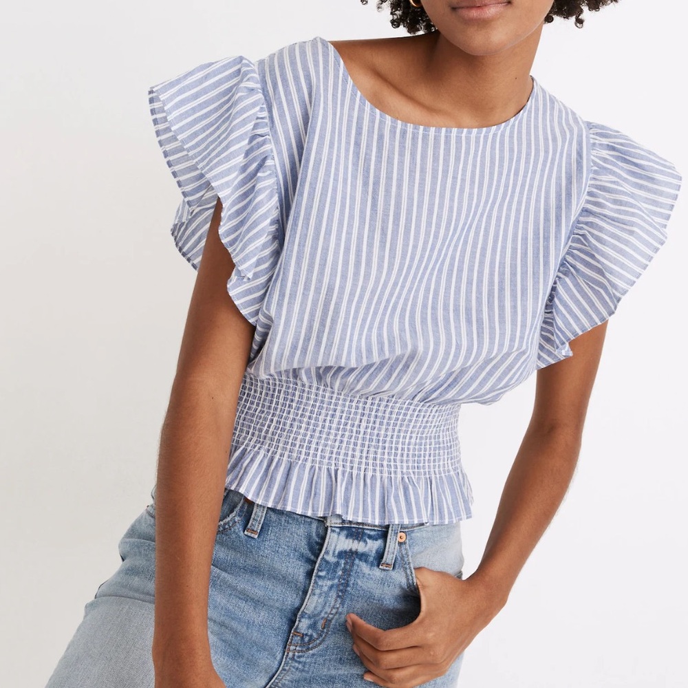 Madewell Flutter-Sleeve Smocked Top